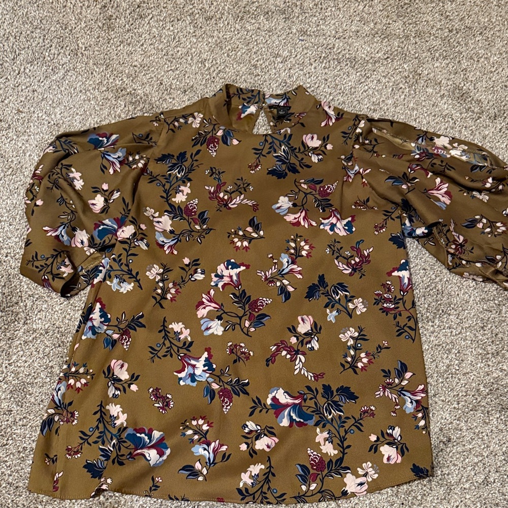 Ann Taylor Floral Blouse in Brown and Pink